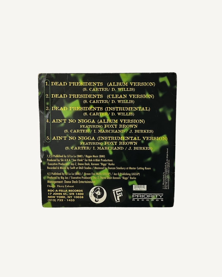 Jay-Z – Dead President$ / Ain't No Nigga (12" Single) 1996