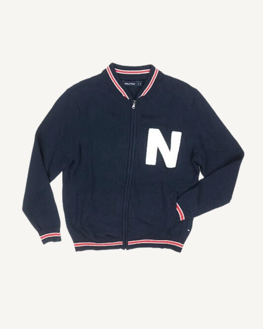 Vintage Nautica N Logo Varsity Cardigan Sweater