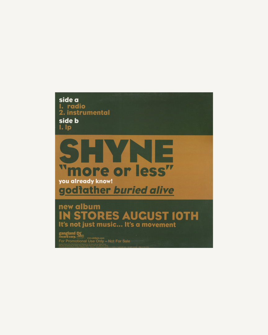 Shyne – More Or Less (12” Single), EU 2004