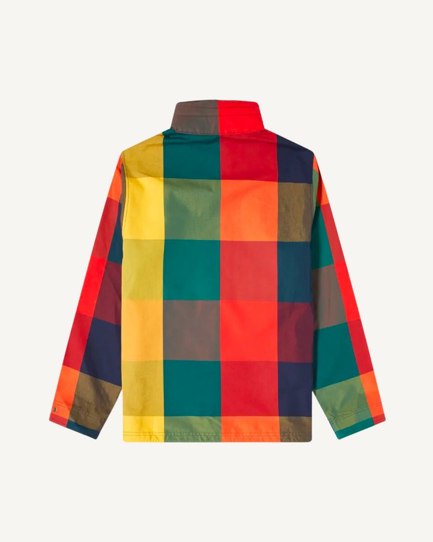 Water Repellent Plaid Anorak Jacket w/ Packable Hood
